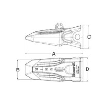 Зуб J700 UNIK посилене для кам'янистих екскаваторів.