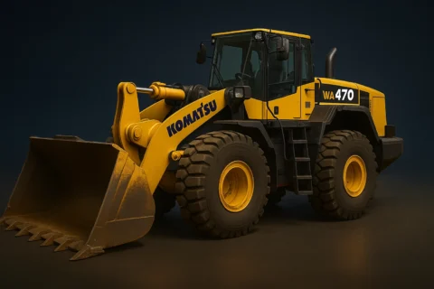 Фронтальний навантажувач Komatsu WA470, жовта будівельна машина з великим ковшем
