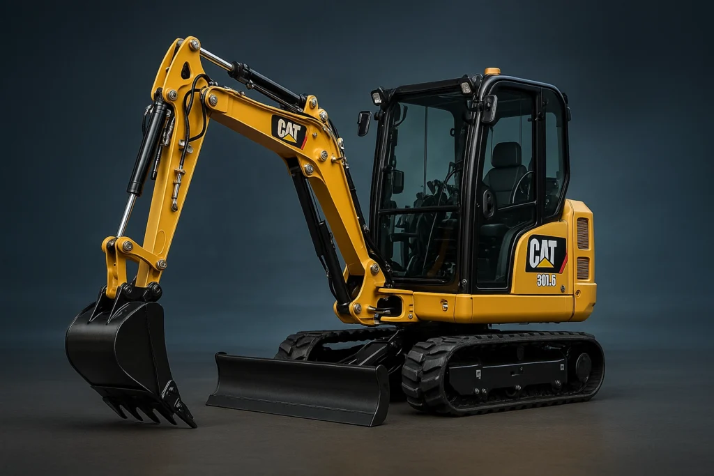Екскаватор Caterpillar 301.6 на тлі темного неба